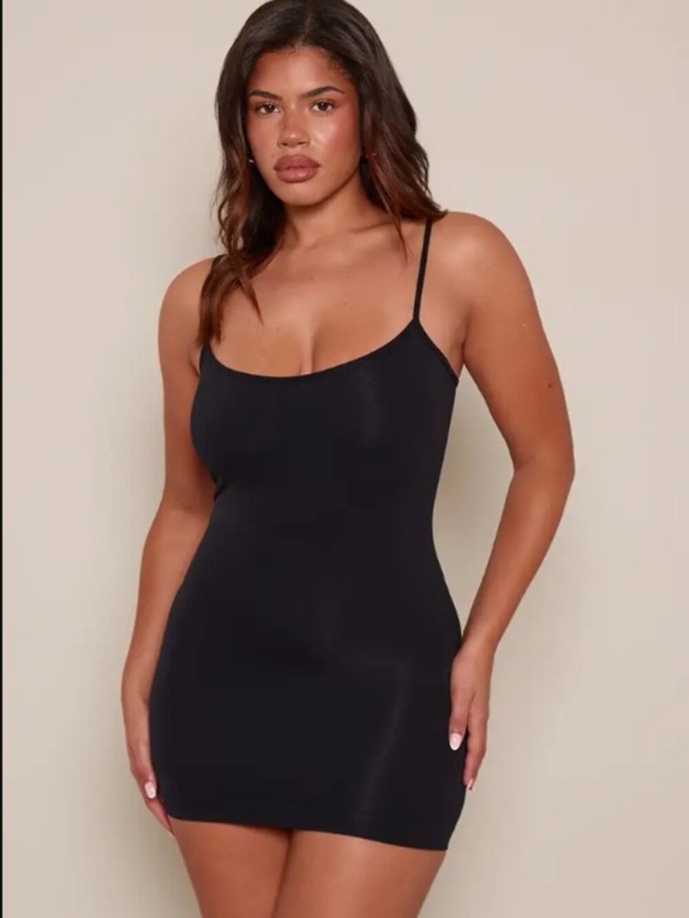 NWT PrettyLittleThing Black mini dress with spaghetti straps Size 4